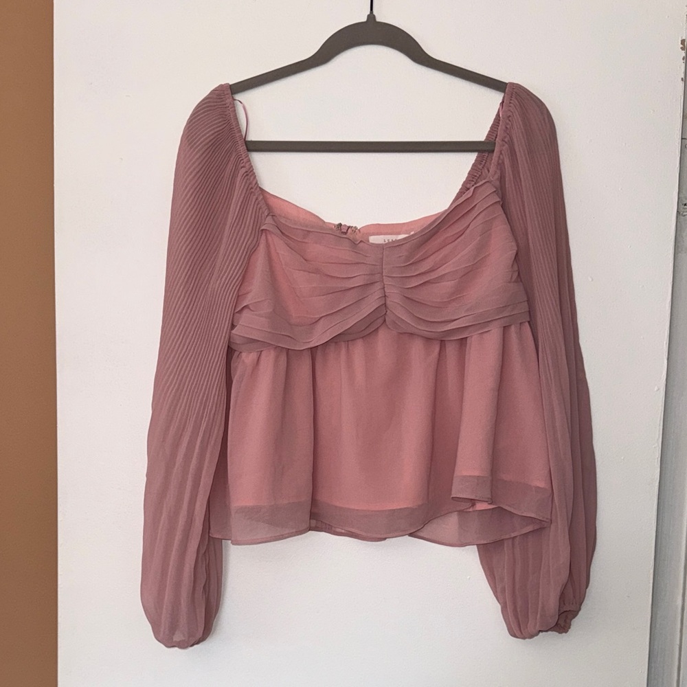 Lush Sheer Mauve Long-Sleeve Peasant Blouse - Women